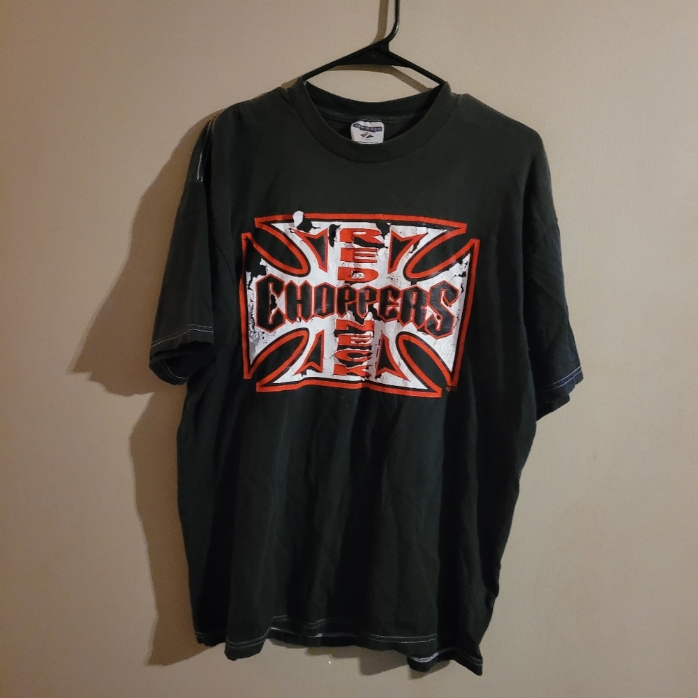 Jerzees Black and Red Graphic Tee Choppers LG Read Description - Picture 1 of 6